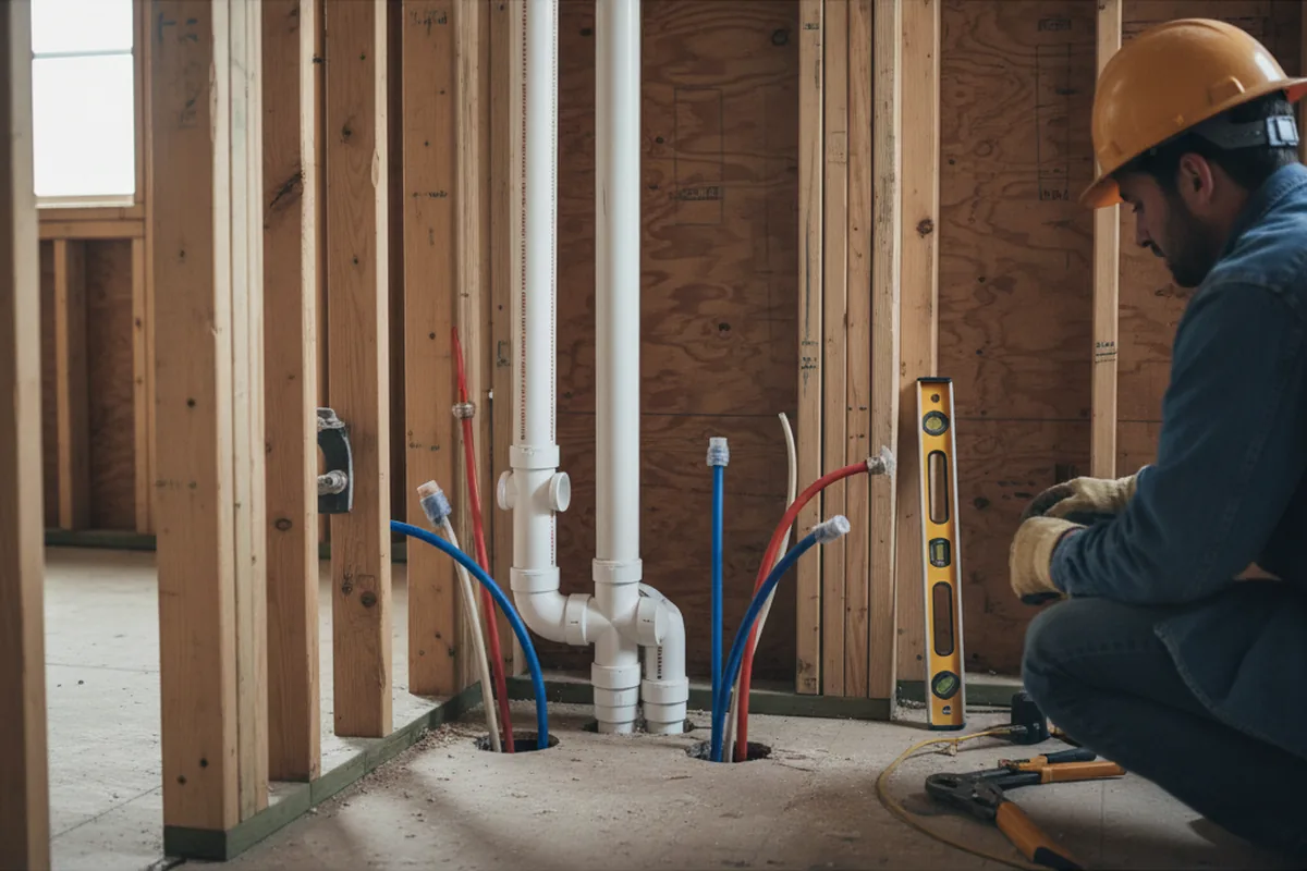 Drain and supply rough-in during Leak Detection in Chester